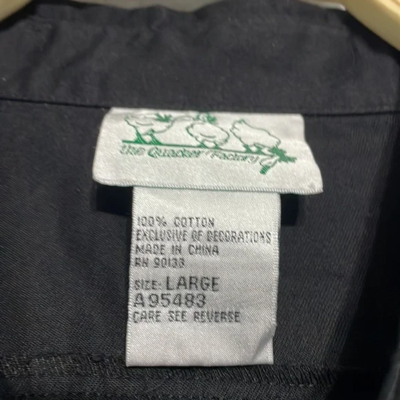 Quacker Factory Black Embroidered Floral Button Down Shirt Size L QVC - Picture 4 of 8